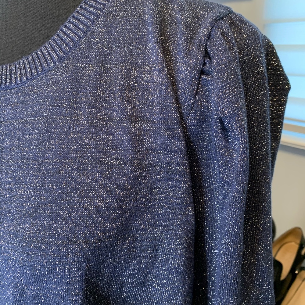 Shiny blue top.